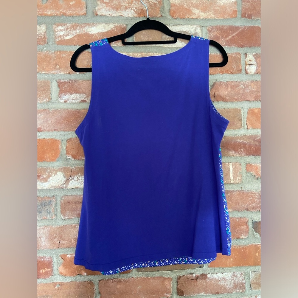 Ann Taylor Sleeveless Blouse Tank Large Blue Polka Dots Colorful - Picture 2 of 6